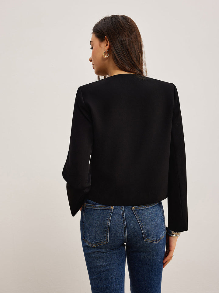 Veste Courte Noire | Boutons Dorés | Élégance Classique