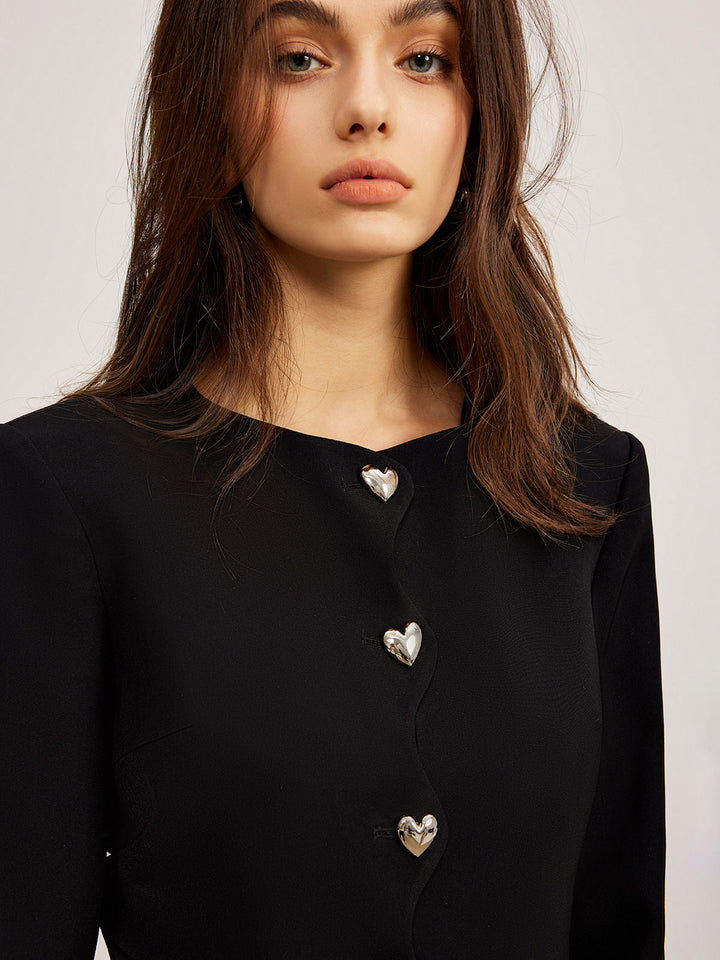 Veste Courte Noire | Boutons Dorés | Élégance Classique