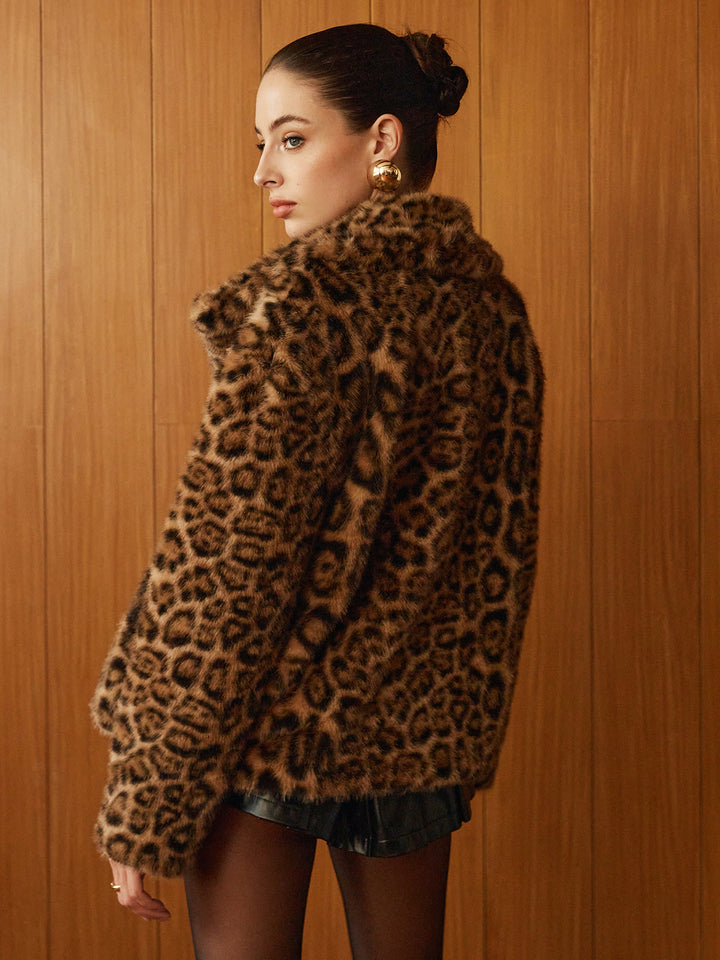 Veste en Fausse Fourrure Léopard | Style Glamour | Coupe Ample