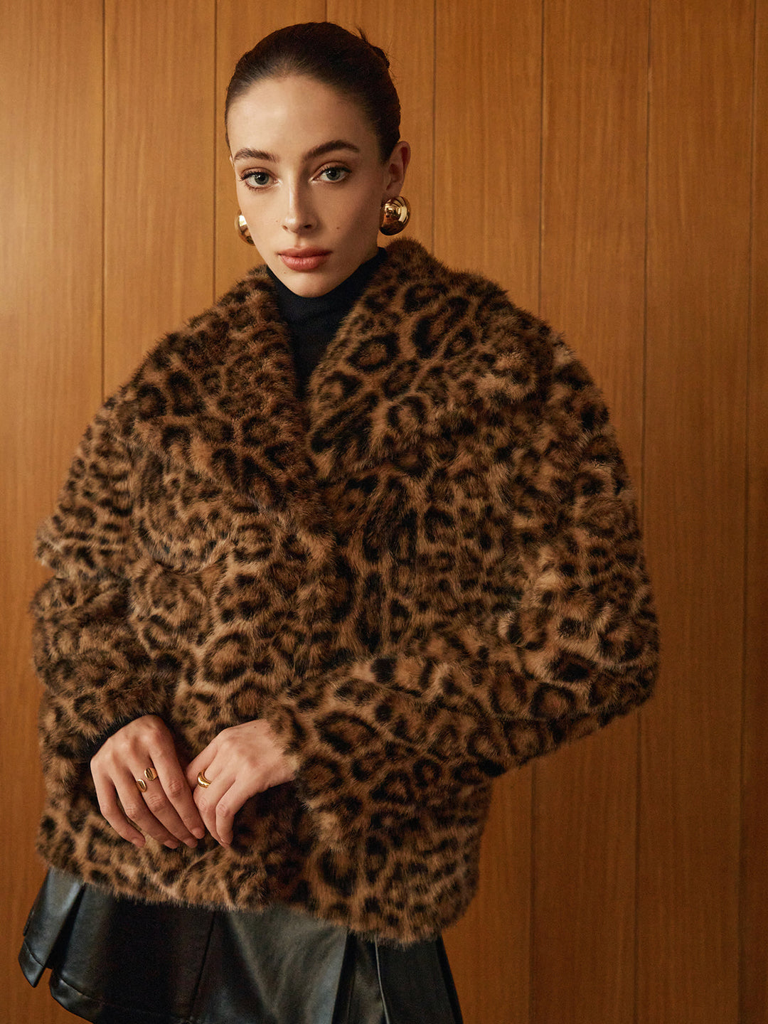 Veste en Fausse Fourrure Léopard | Style Glamour | Coupe Ample
