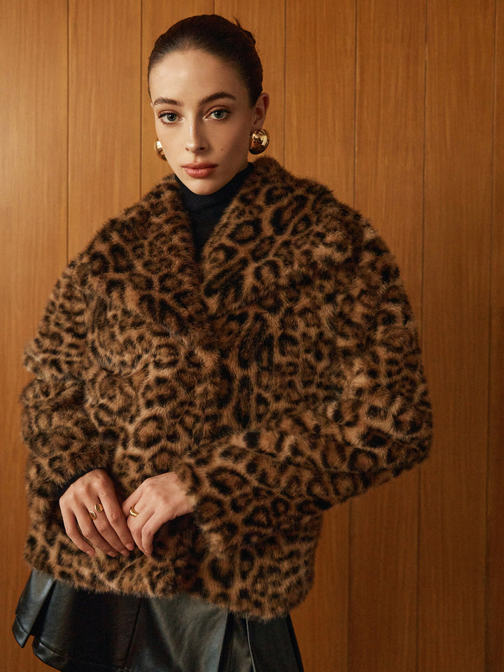 Veste en Fausse Fourrure Léopard | Style Glamour | Coupe Ample