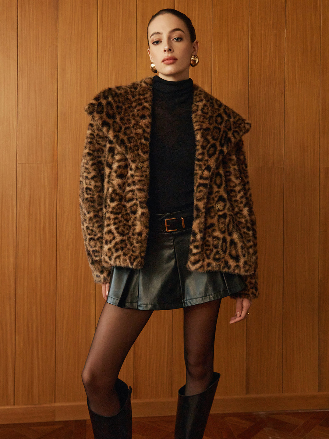 Veste en Fausse Fourrure Léopard | Style Glamour | Coupe Ample