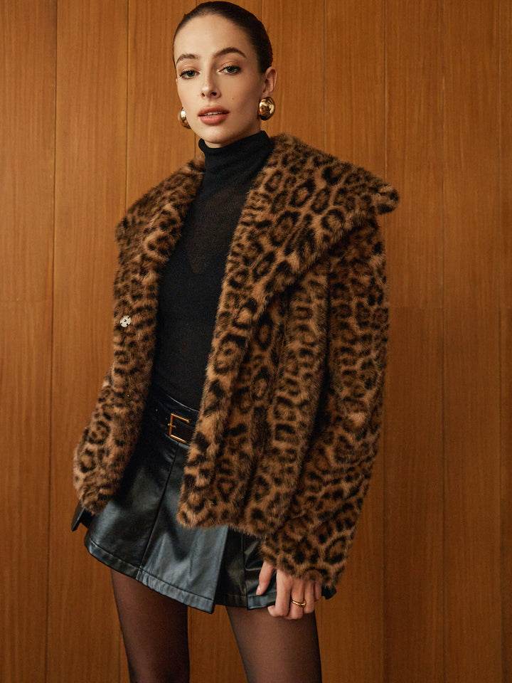 Veste en Fausse Fourrure Léopard | Style Glamour | Coupe Ample
