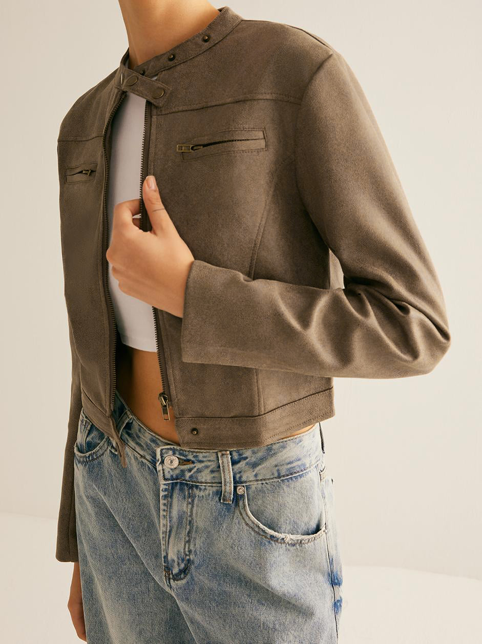 Veste Courte Marron Taupe | Élégance Minimaliste | Style Polyvalent