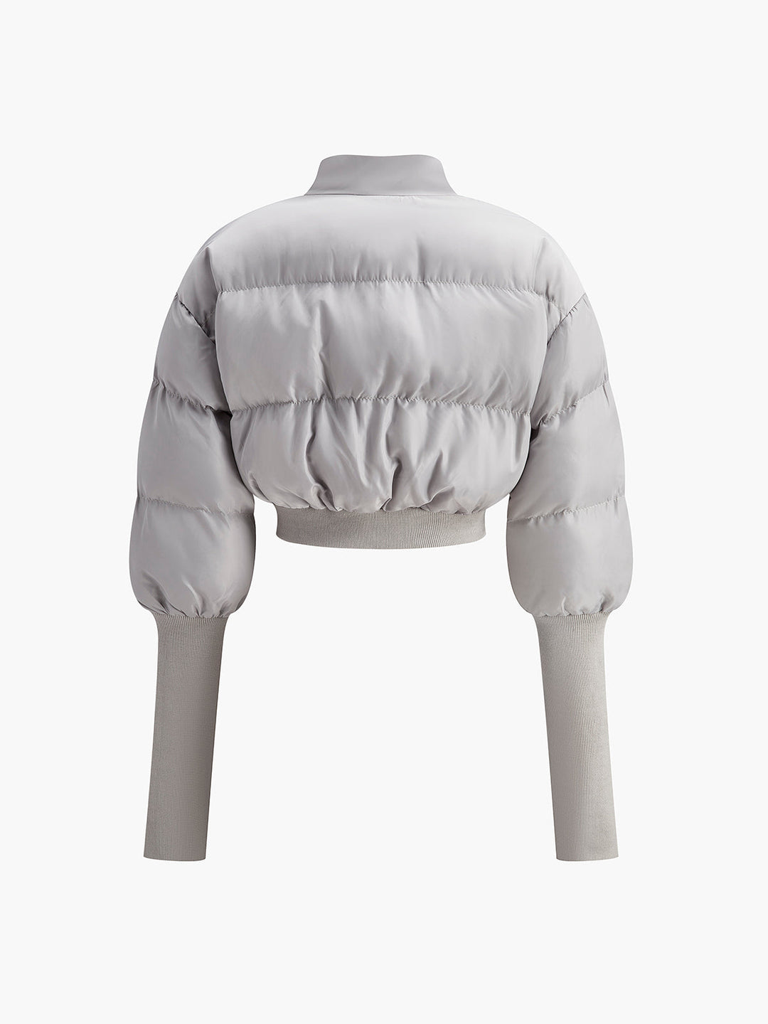 Doudoune Courte Grise | Manches Longues | Style Matelassé