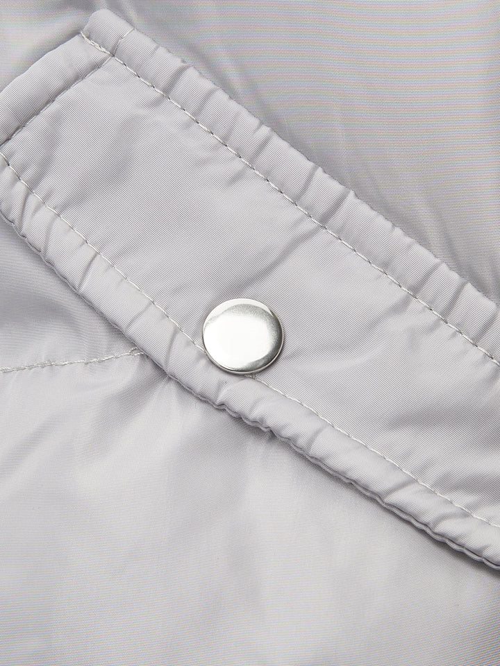 Doudoune Courte Grise | Manches Longues | Style Matelassé