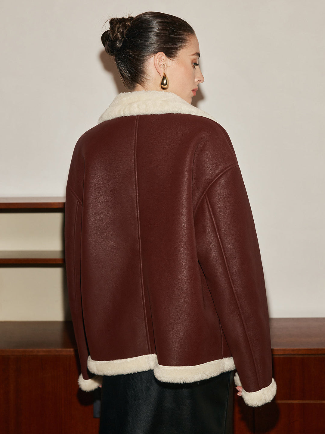 Veste Aviateur Marron en Similicuir | Doublure Fausse Fourrure | Style Hivernal