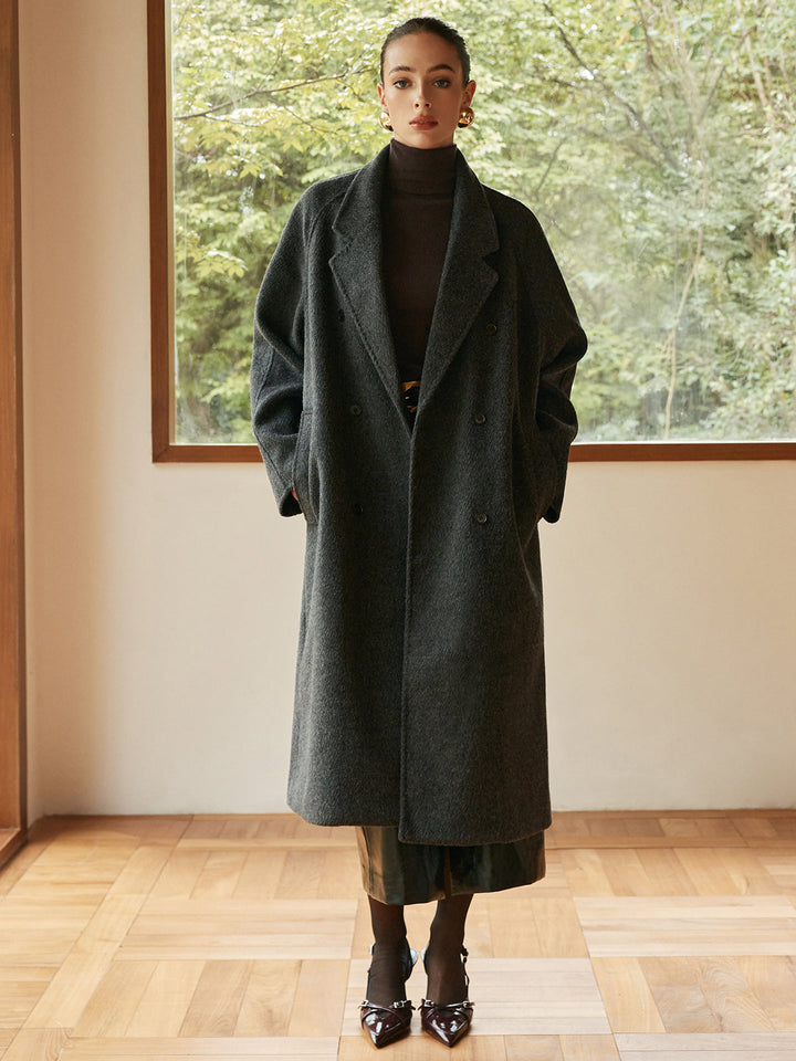Manteau Long Oversize en Laine | Col Large | Élégance Intemporelle