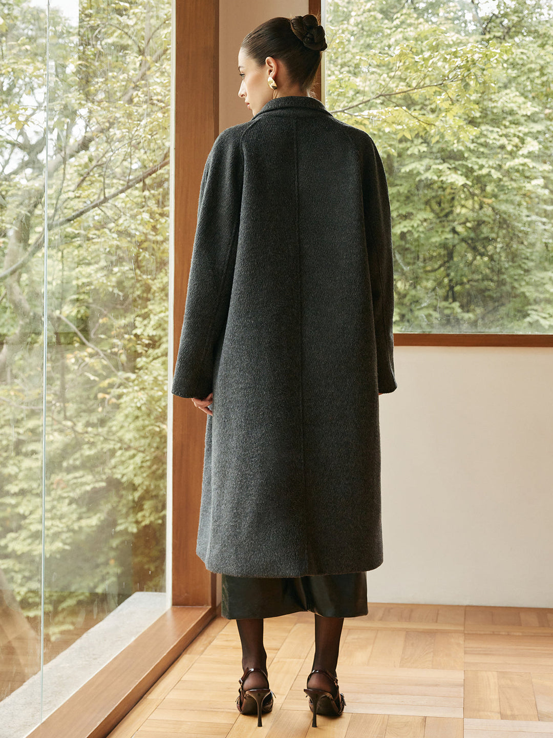 Manteau Long Oversize en Laine | Col Large | Élégance Intemporelle