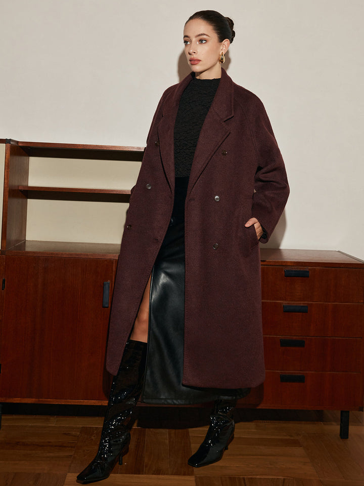 Manteau Long Oversize en Laine | Col Large | Élégance Intemporelle