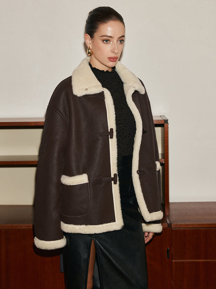 Veste Aviateur Marron en Similicuir | Doublure Fausse Fourrure | Style Hivernal