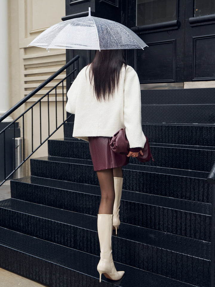 Manteau Court Texturé | Style Minimaliste | Élégance Décontractée