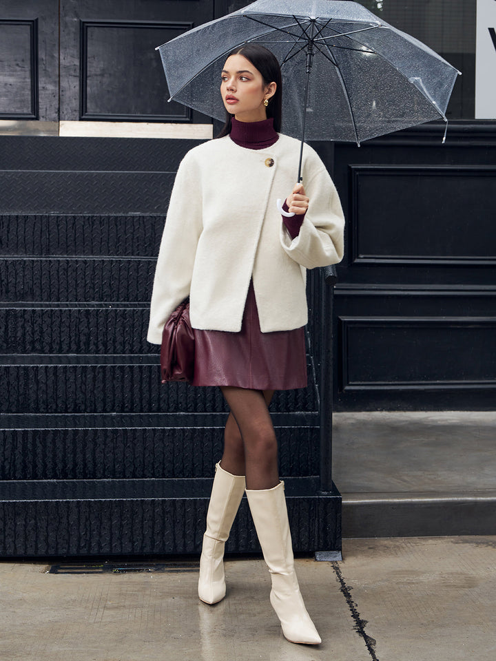 Manteau Court Texturé | Style Minimaliste | Élégance Décontractée