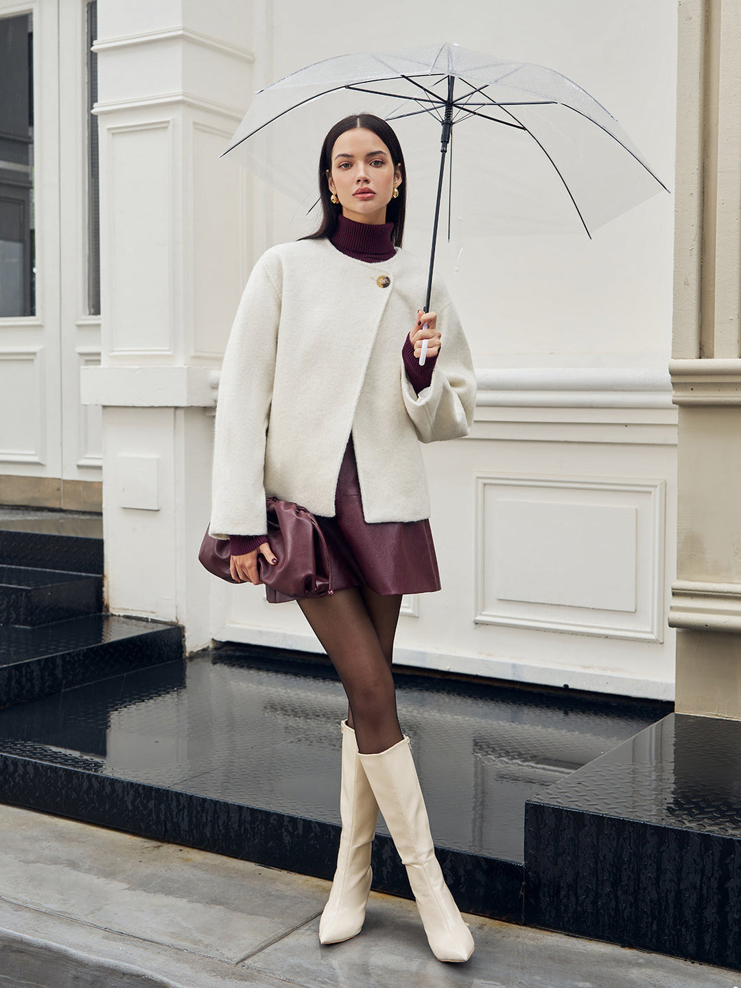 Manteau Court Texturé | Style Minimaliste | Élégance Décontractée