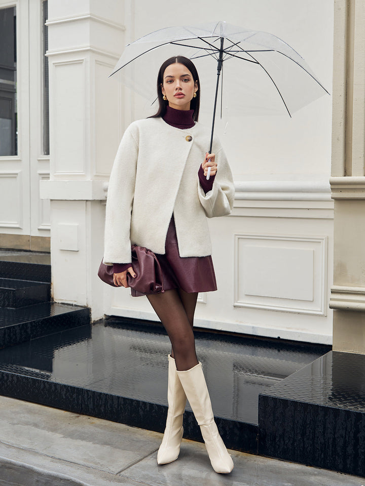 Manteau Court Texturé | Style Minimaliste | Élégance Décontractée