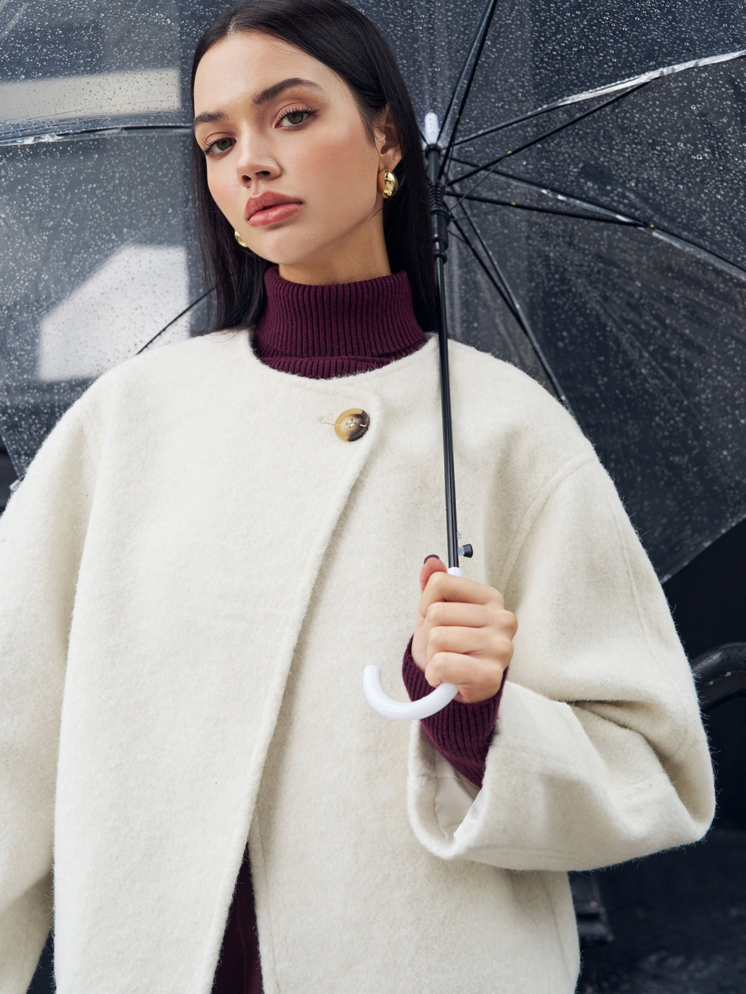 Manteau Court Texturé | Style Minimaliste | Élégance Décontractée