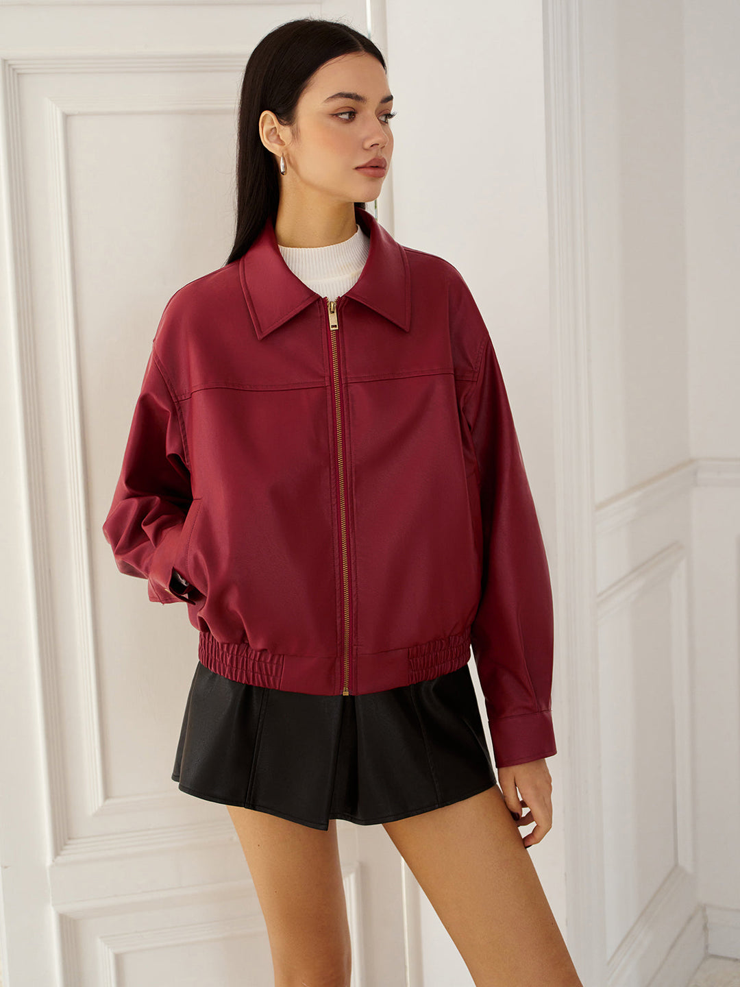 Veste Bomber en Similicuir | Style Moderne | Coupe Décontractée