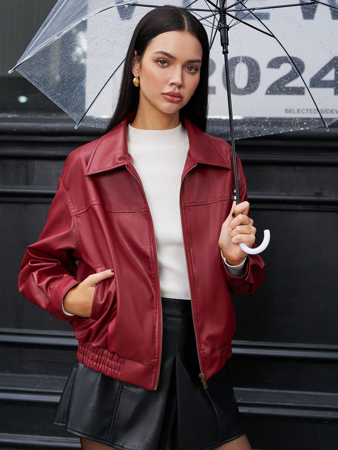 Veste Bomber en Similicuir | Style Moderne | Coupe Décontractée
