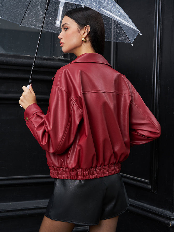 Veste Bomber en Similicuir | Style Moderne | Coupe Décontractée