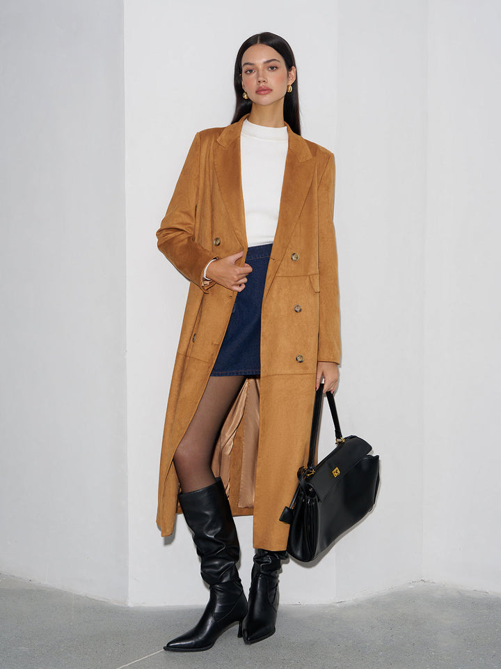 Manteau Long à Double Boutonnage | Élégance Classique | Tissu en Laine