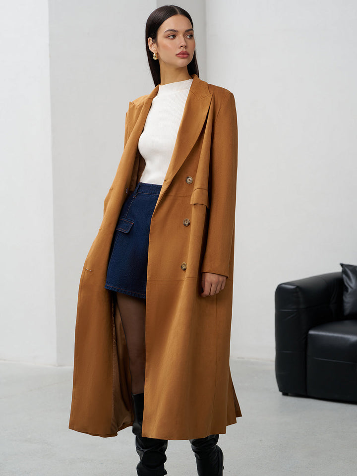 Manteau Long à Double Boutonnage | Élégance Classique | Tissu en Laine