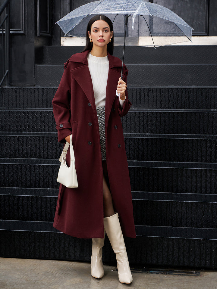 Manteau Long Ceinturé | Élégance Intemporelle | Tissu en Laine