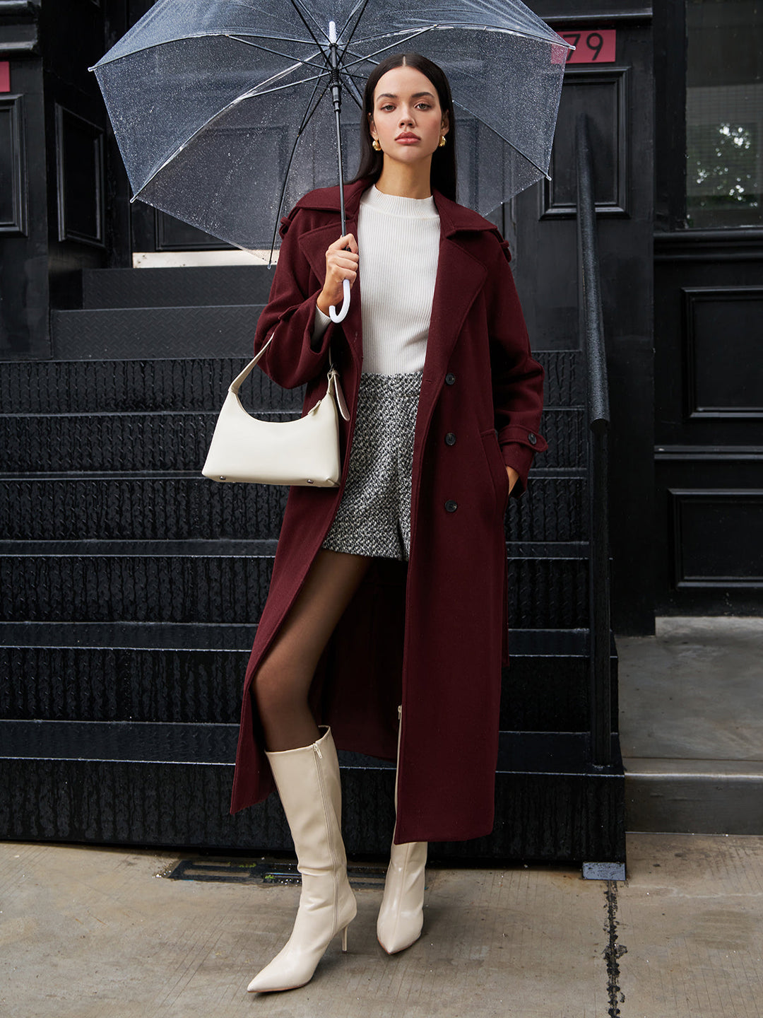 Manteau Long Ceinturé | Élégance Intemporelle | Tissu en Laine