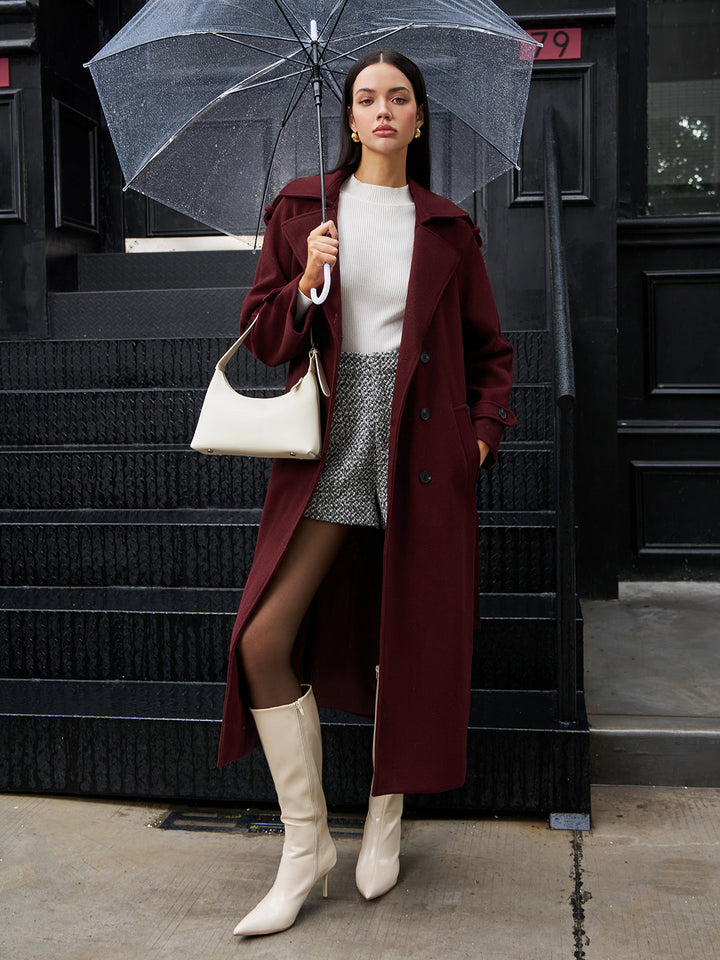 Manteau Long Ceinturé | Élégance Intemporelle | Tissu en Laine