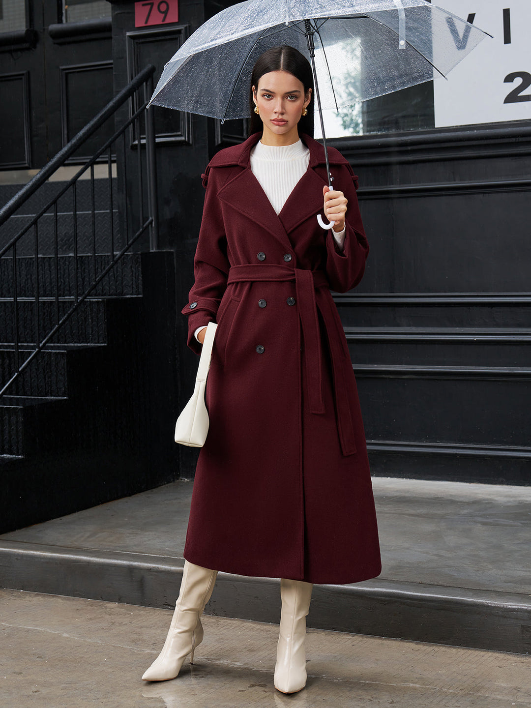 Manteau Long Ceinturé | Élégance Intemporelle | Tissu en Laine