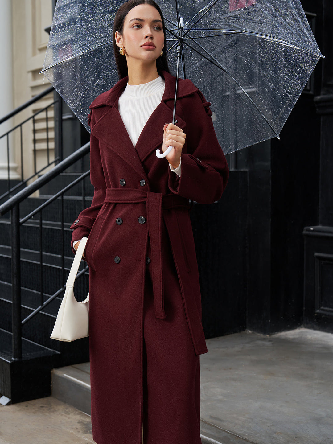Manteau Long Ceinturé | Élégance Intemporelle | Tissu en Laine