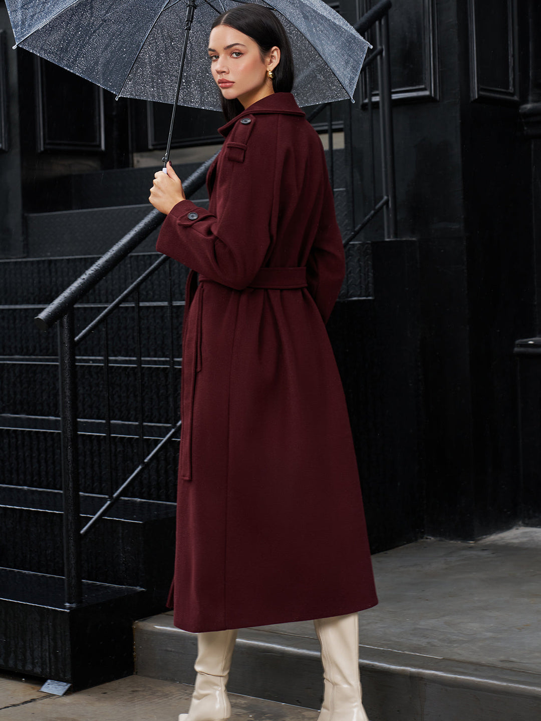 Manteau Long Ceinturé | Élégance Intemporelle | Tissu en Laine