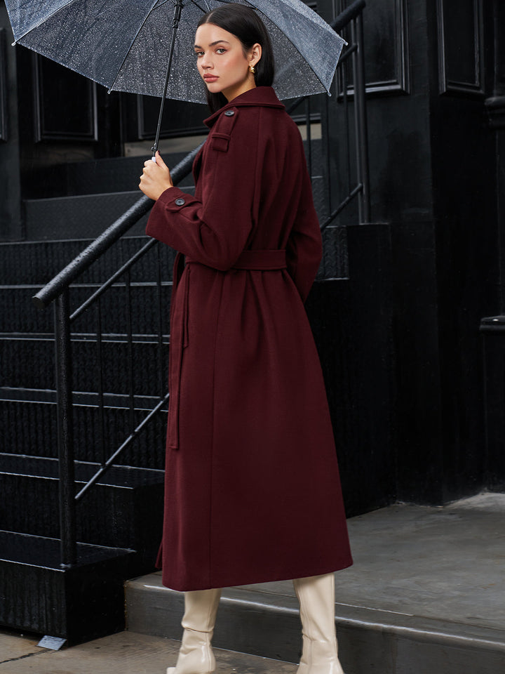 Manteau Long Ceinturé | Élégance Intemporelle | Tissu en Laine