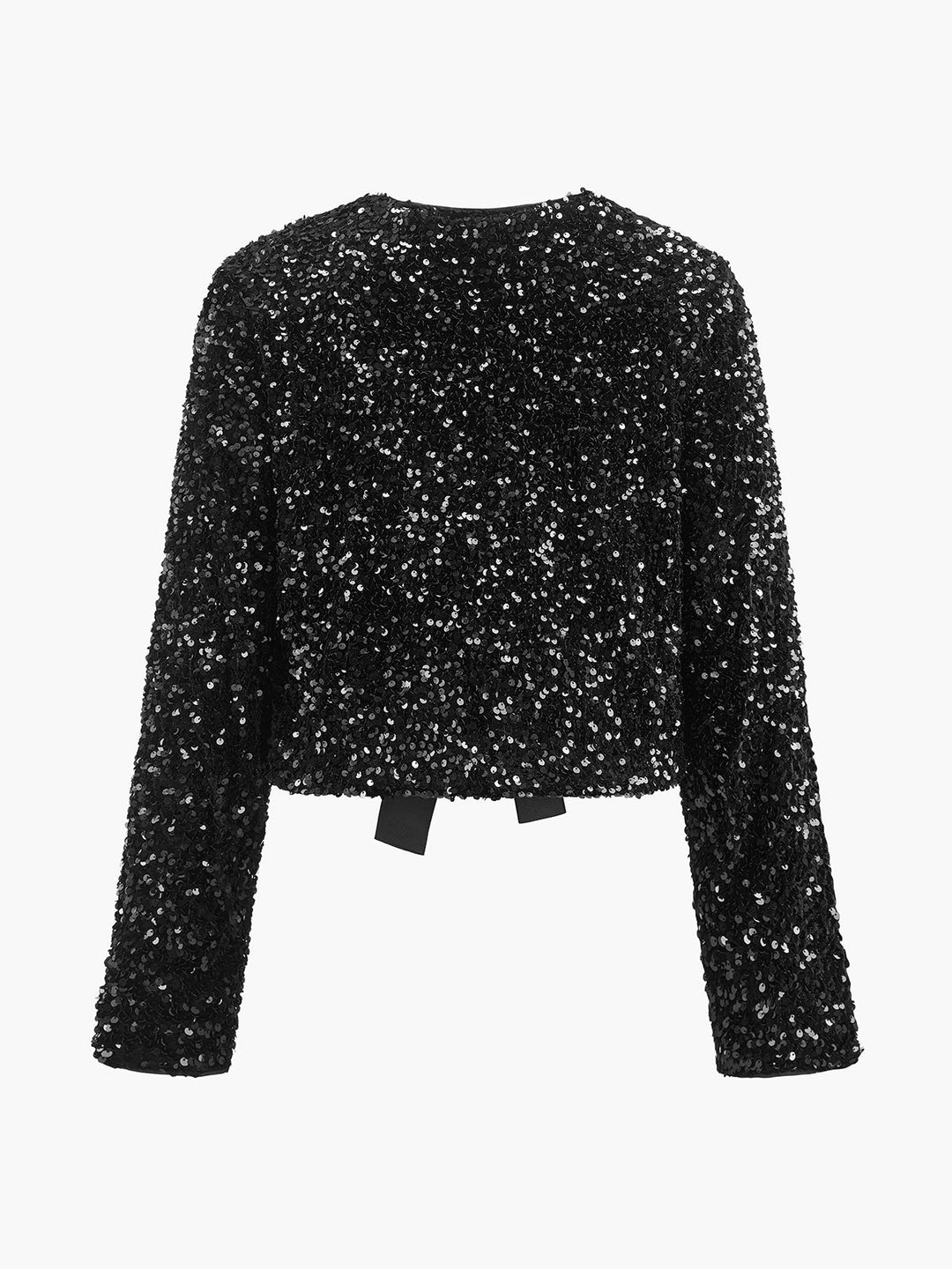 Veste Courte à Paillettes | Fermeture Satinée | Style Glamour