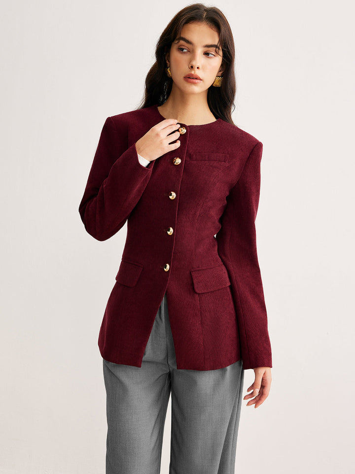 Veste Ajustée à Boutons Dorés | Élégance Raffinée | Coupe Cintrée