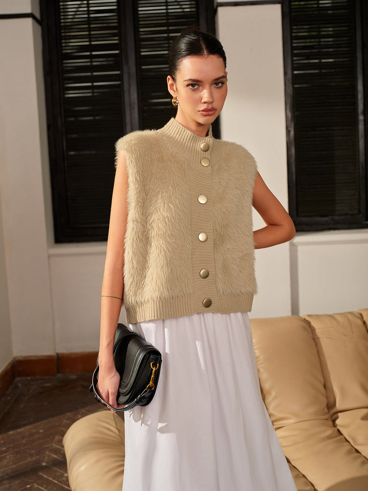 Gilet Sans Manches en Tweed | Élégant et Intemporel | Boutons Dorés