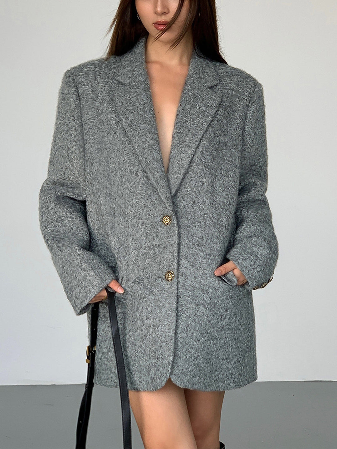 Blazer Oversize à Chevrons | Élégance Moderne | Coupe Longue