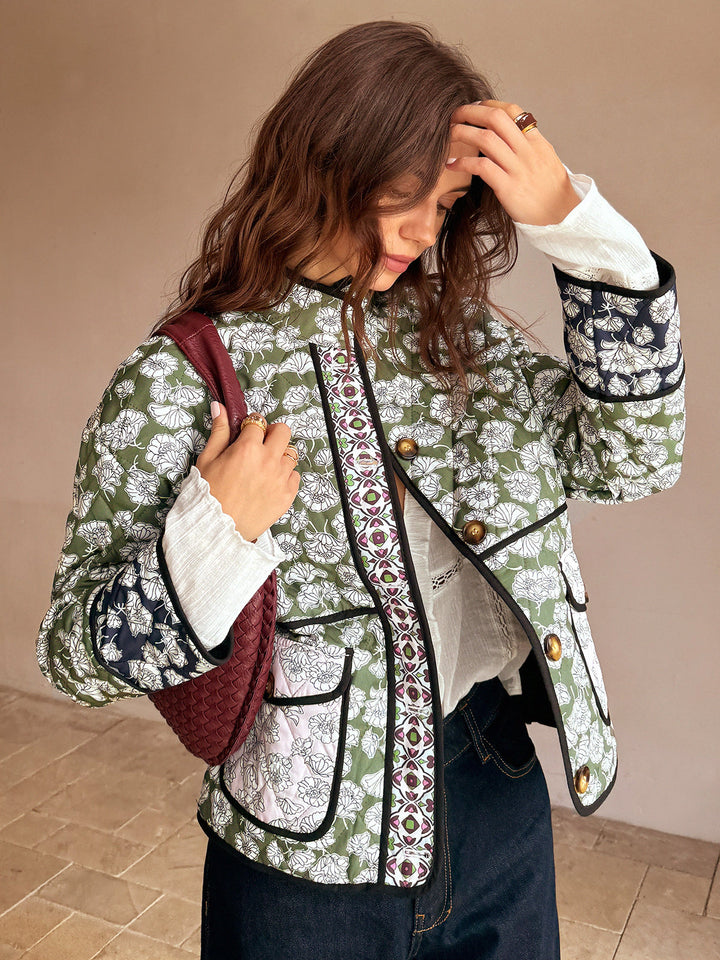 Veste Matelassée Bohème | Imprimé Floral | Confort et Élégance