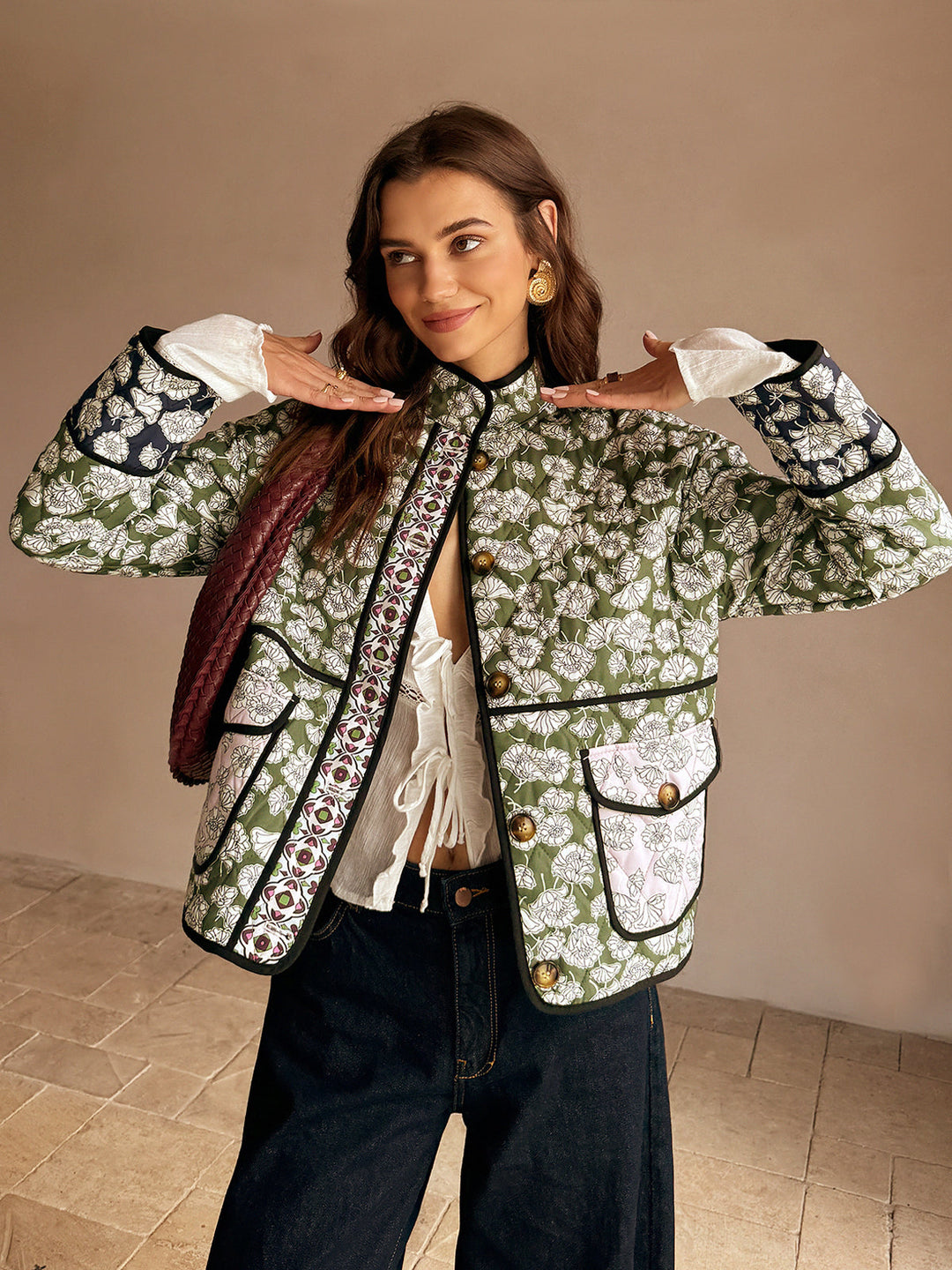 Veste Matelassée Bohème | Imprimé Floral | Confort et Élégance