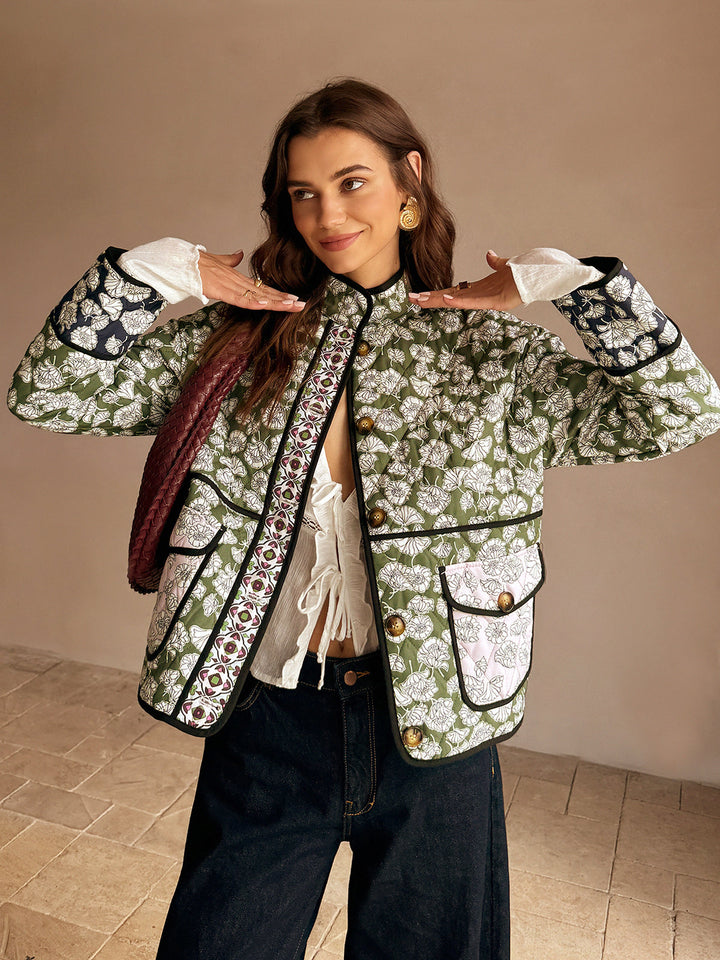 Veste Matelassée Bohème | Imprimé Floral | Confort et Élégance