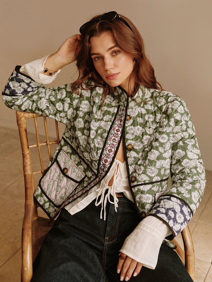 Veste Matelassée Bohème | Imprimé Floral | Confort et Élégance