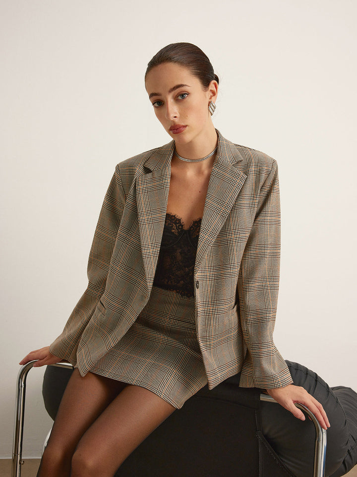 Blazer Oversize à Carreaux | Élégance Décontractée | Coupe Longue