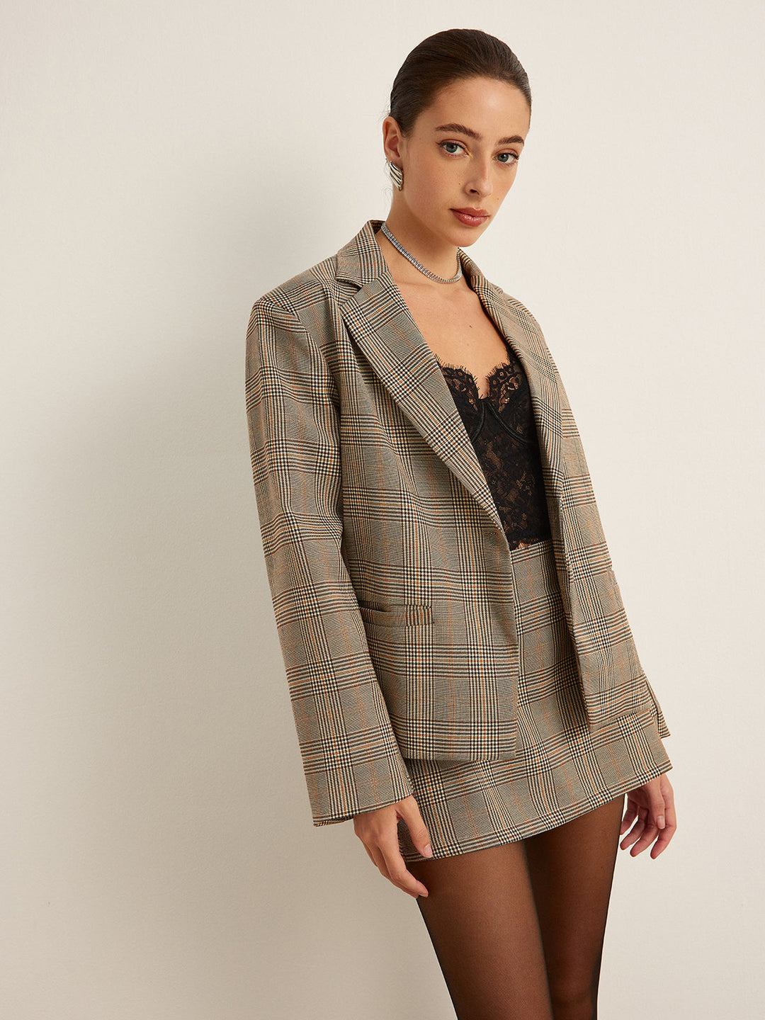 Blazer Oversize à Carreaux | Élégance Décontractée | Coupe Longue