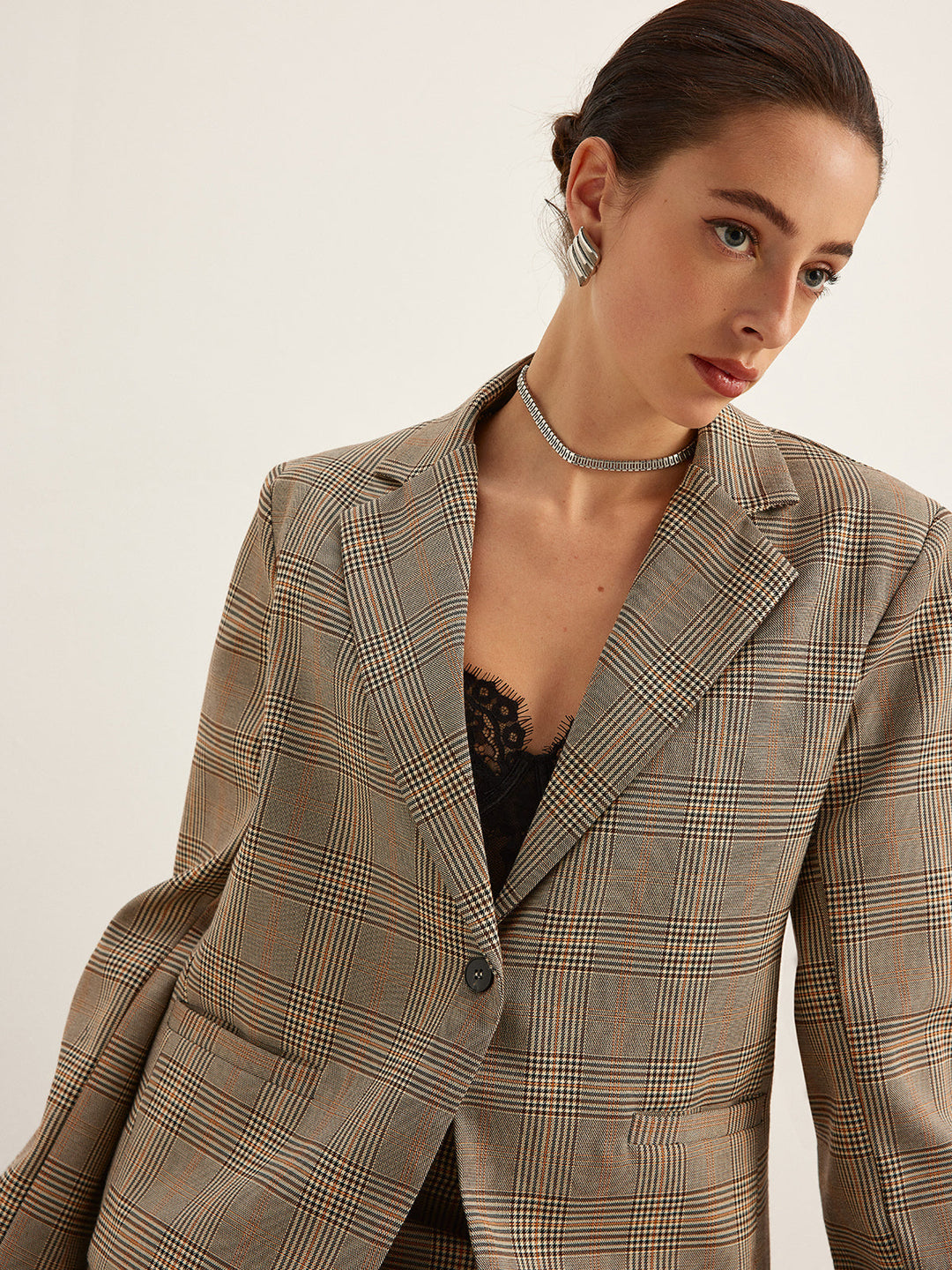 Blazer Oversize à Carreaux | Élégance Décontractée | Coupe Longue