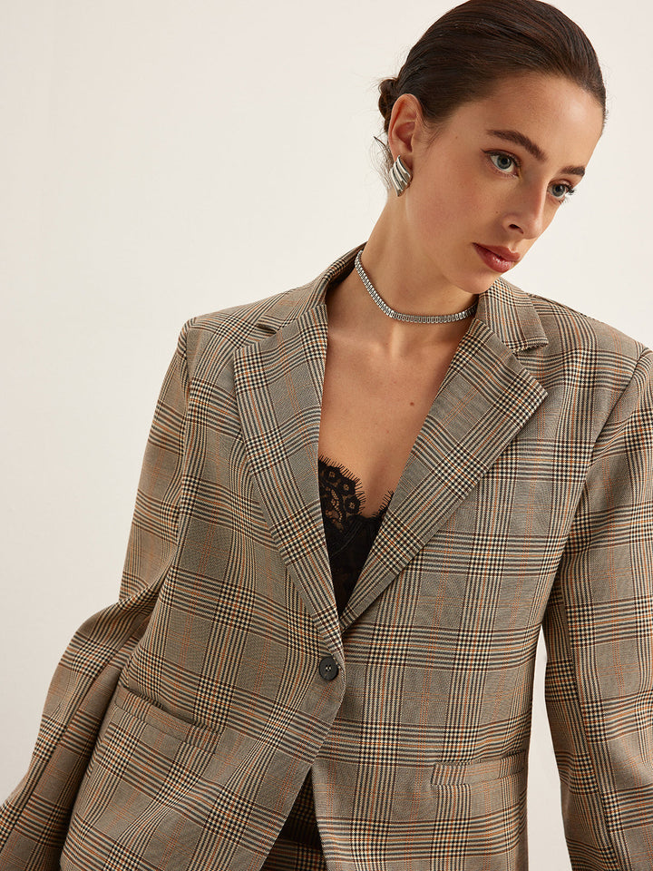 Blazer Oversize à Carreaux | Élégance Décontractée | Coupe Longue