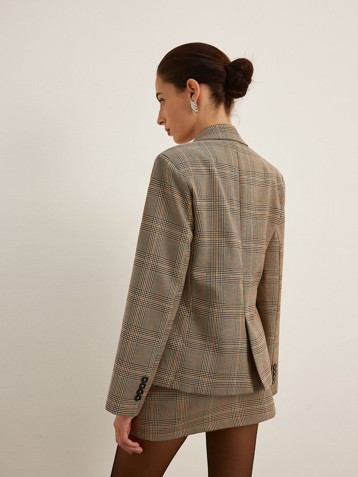 Blazer Oversize à Carreaux | Élégance Décontractée | Coupe Longue