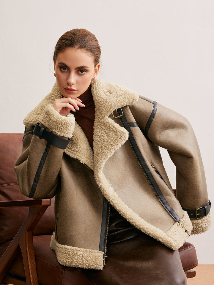 Veste Aviateur en Similicuir | Doublure Fausse Fourrure | Style Hivernal Tendance