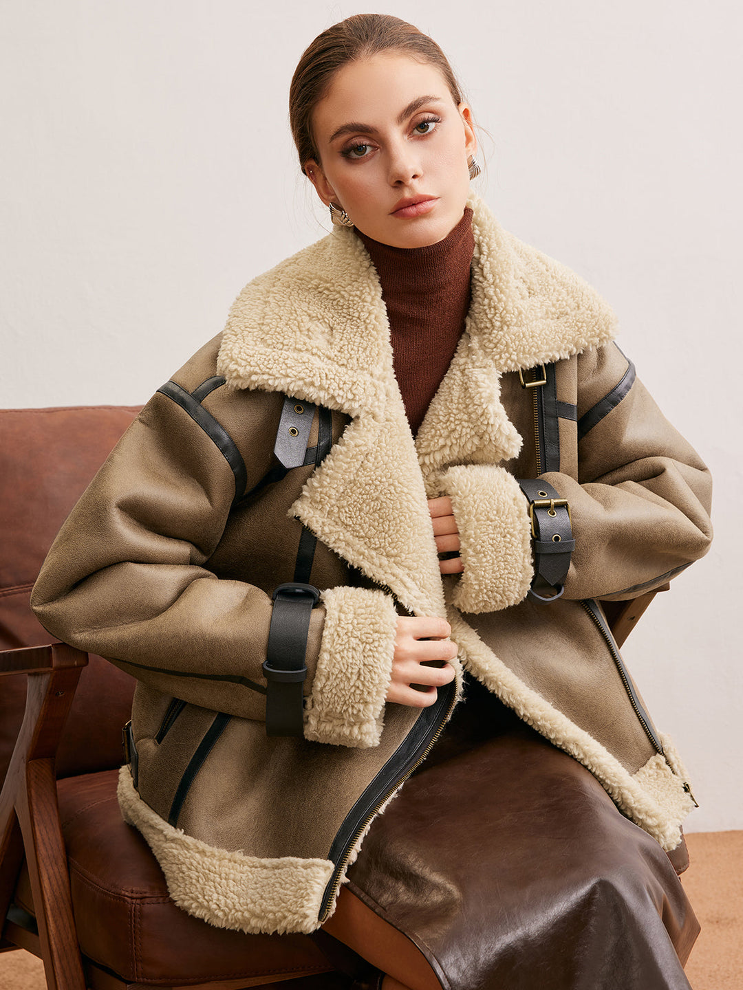 Veste Aviateur en Similicuir | Doublure Fausse Fourrure | Style Hivernal Tendance