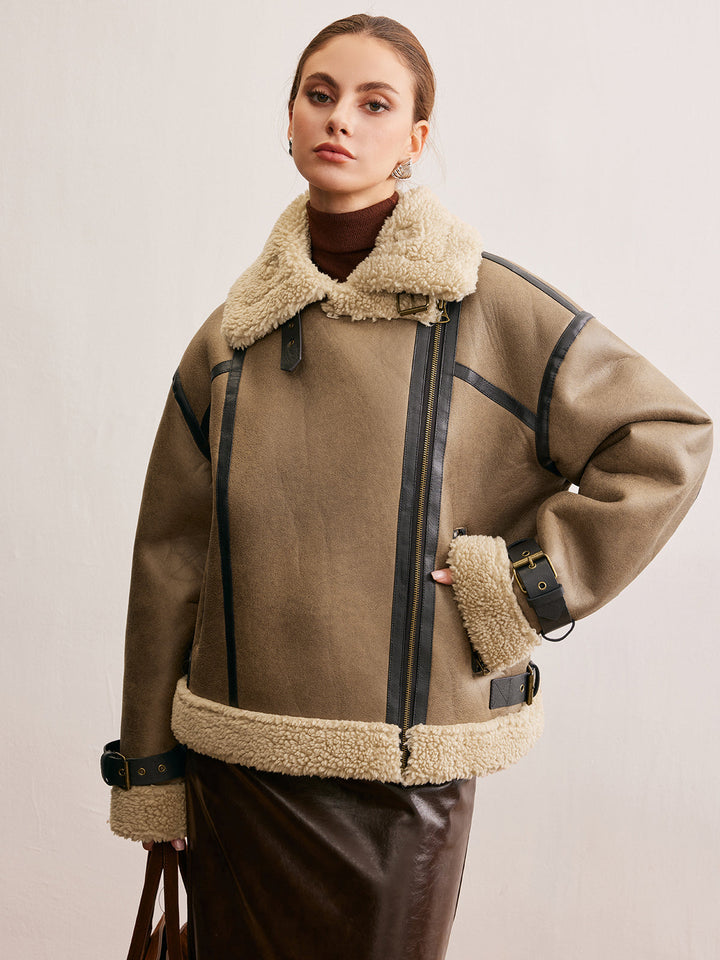 Veste Aviateur en Similicuir | Doublure Fausse Fourrure | Style Hivernal Tendance