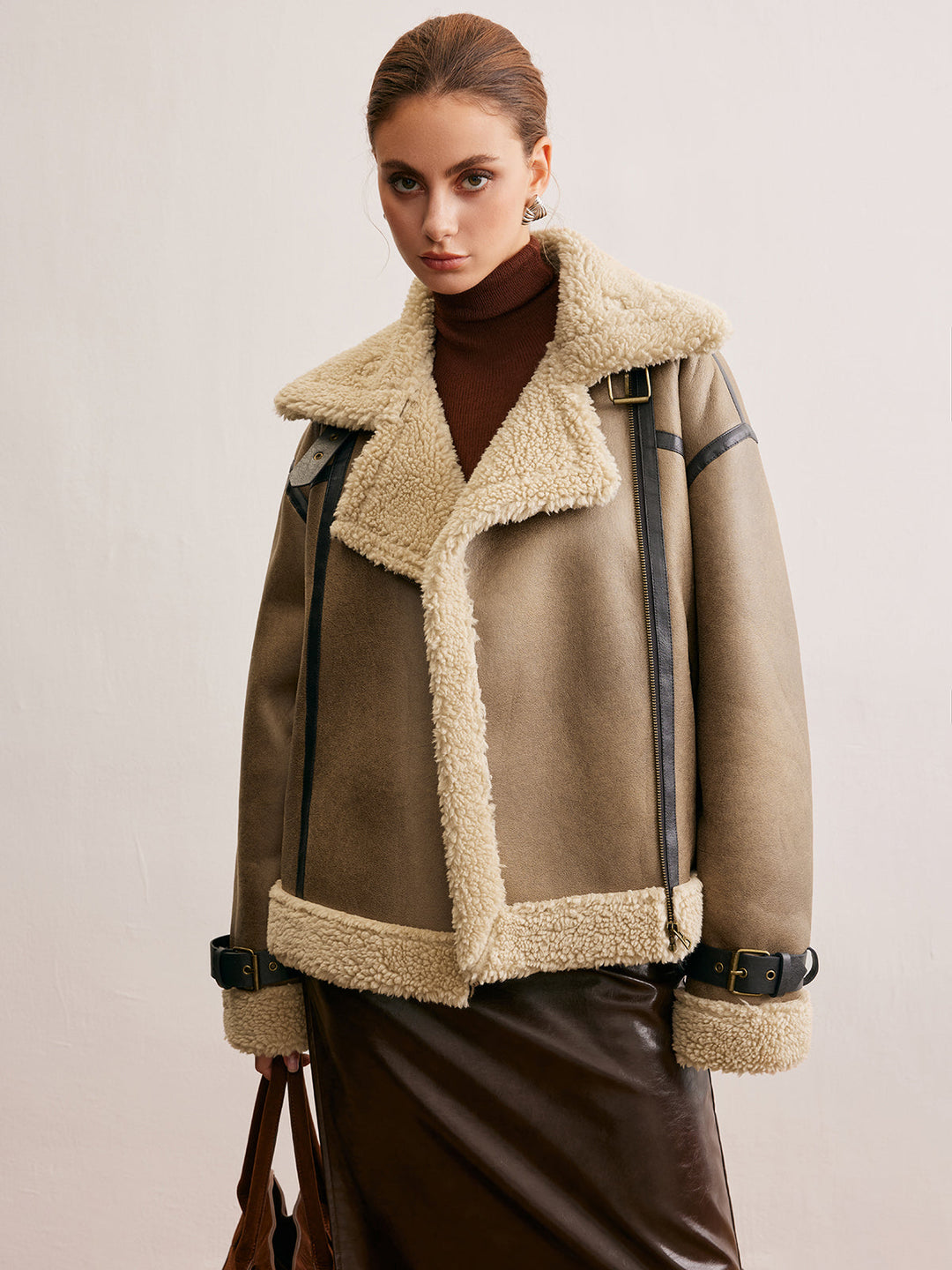 Veste Aviateur en Similicuir | Doublure Fausse Fourrure | Style Hivernal Tendance