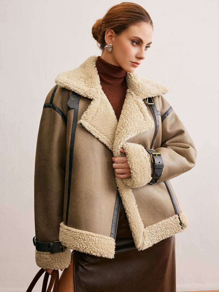 Veste Aviateur en Similicuir | Doublure Fausse Fourrure | Style Hivernal Tendance